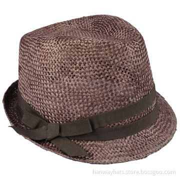 Fashionable Men's Straw or Sinamay Hat with 2 Lines GG Band and Bow